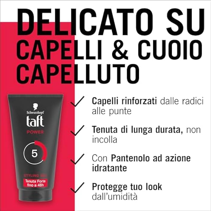 Schwarzkopf Taft Power Styling Gel 150ml, Strong Hold Hair Gel Up to 48h, Vegan Formula, Gentle on Hair and Scalp - Image 3